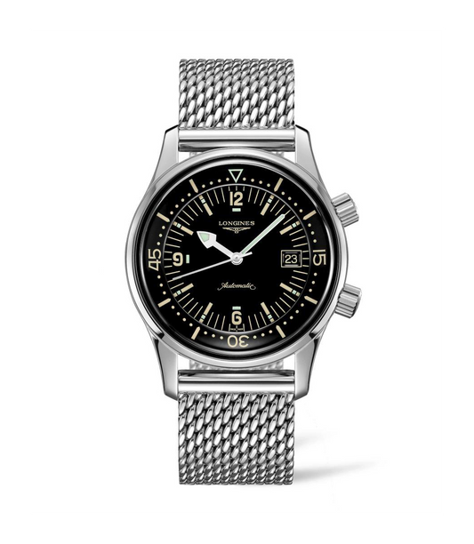 Longines Heritage Legend Collection Diver 42mm Black Dial Mesh Bracelet Gent's Watch