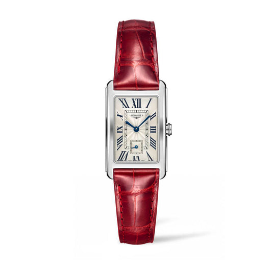 Longines DolceVita Collection 23mm Ladies' Watch on Red Leather Strap