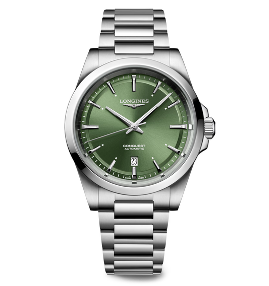 Longines Conquest 41mm Watch with Sunray Green Dial