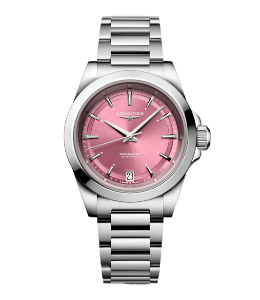 Longines Conquest 34mm Watch with Pink Dial